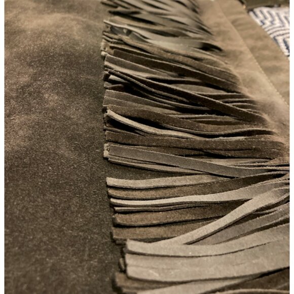 BURBERRY Fringe Suede Olive Green Bag Vintage Original And Rare - Picture 2 of 5